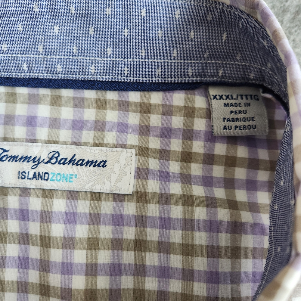 Tommy Bahama Island Zone Gingham Button Up Long Sleeve Shirt Men's 3XL Purple - Picture 4 of 9